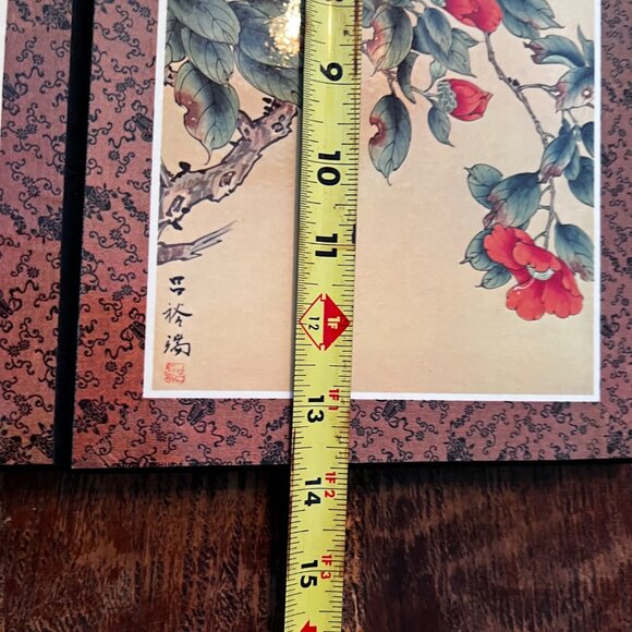 Set of 2 Vintage Japanese Floral & Bird Prints On Decorative Boards - Picture 4 of 8